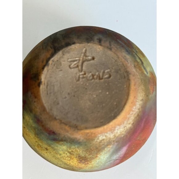 Vintage Raku Pottery Bowl Handcrafted in Japan Signed by Artist T Pons - Picture 7 of 7